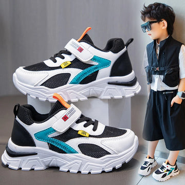 Children Sneaker Boys Casual Shoes Black Leather Flat Student Walking Shoes Non-slip Girl Lightweight Sports Tennis Footwear